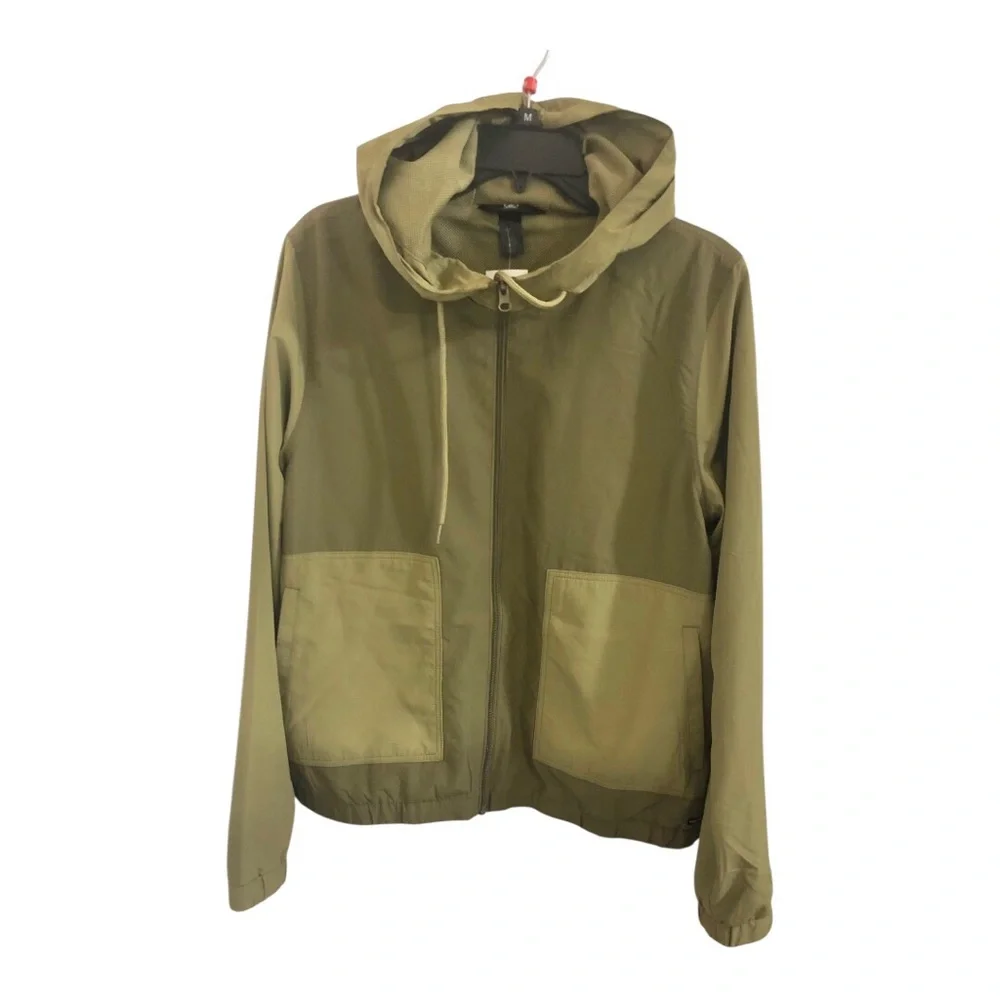 Volcom olive moss green in a breeze hooded windbreaker‎ size large new